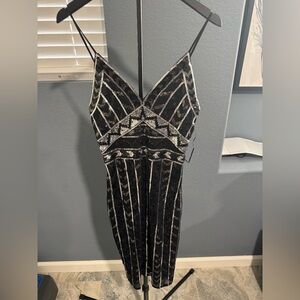 Express Black and Silver Sequin Dress